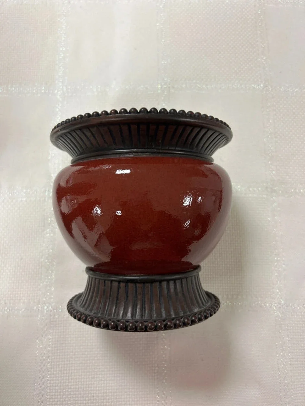 Party Lite moroccan spice rusty red ceramic candle holders set of three - Picture 3 of 9